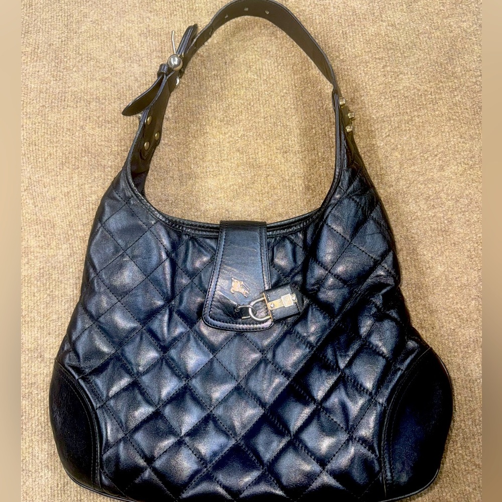 Burberry quilted black leather bag